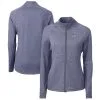 Women's Miami Marlins Cutter & Buck Heather Navy Adapt Eco Knit Heather Recycled Full-Zip Top