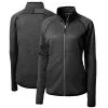 Women's Miami Marlins Cutter & Buck Heathered Charcoal Mainsail Sweater-Knit Full-Zip Jacket