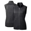 Women's Miami Marlins Cutter & Buck Heathered Charcoal Mainsail Sweater-Knit Full-Zip Vest