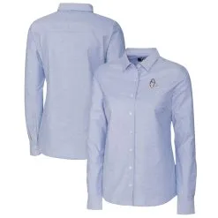 Women's Baltimore Orioles Cutter & Buck Light Blue Americana Logo Oxford Stretch Long Sleeve Button-Up Shirt