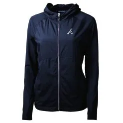 Women's Atlanta Braves Cutter & Buck Navy Adapt Eco Knit Full-Zip Jacket