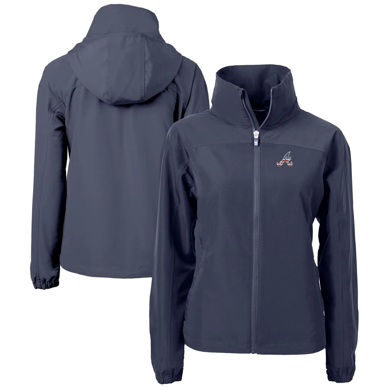 Women's Atlanta Braves Cutter & Buck Navy Charter Eco Recycled Full-Zip Jacket