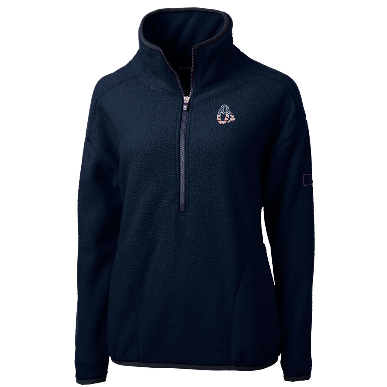 Women's Baltimore Orioles Cutter & Buck Navy Americana Logo Cascade Eco Sherpa Fleece Half-Zip Pullover Jacket - Image 2