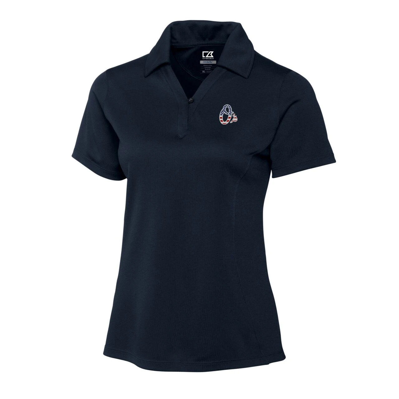 Women's Baltimore Orioles Cutter & Buck Navy Americana Logo DryTec Genre Textured Solid Polo - Image 2