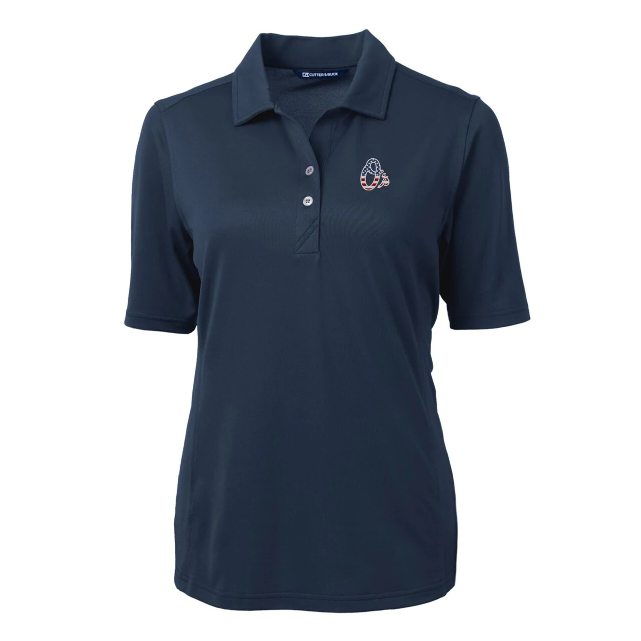 Women's Baltimore Orioles Cutter & Buck Navy Americana Logo DryTec Virtue Eco Pique Recycled Polo - Image 2