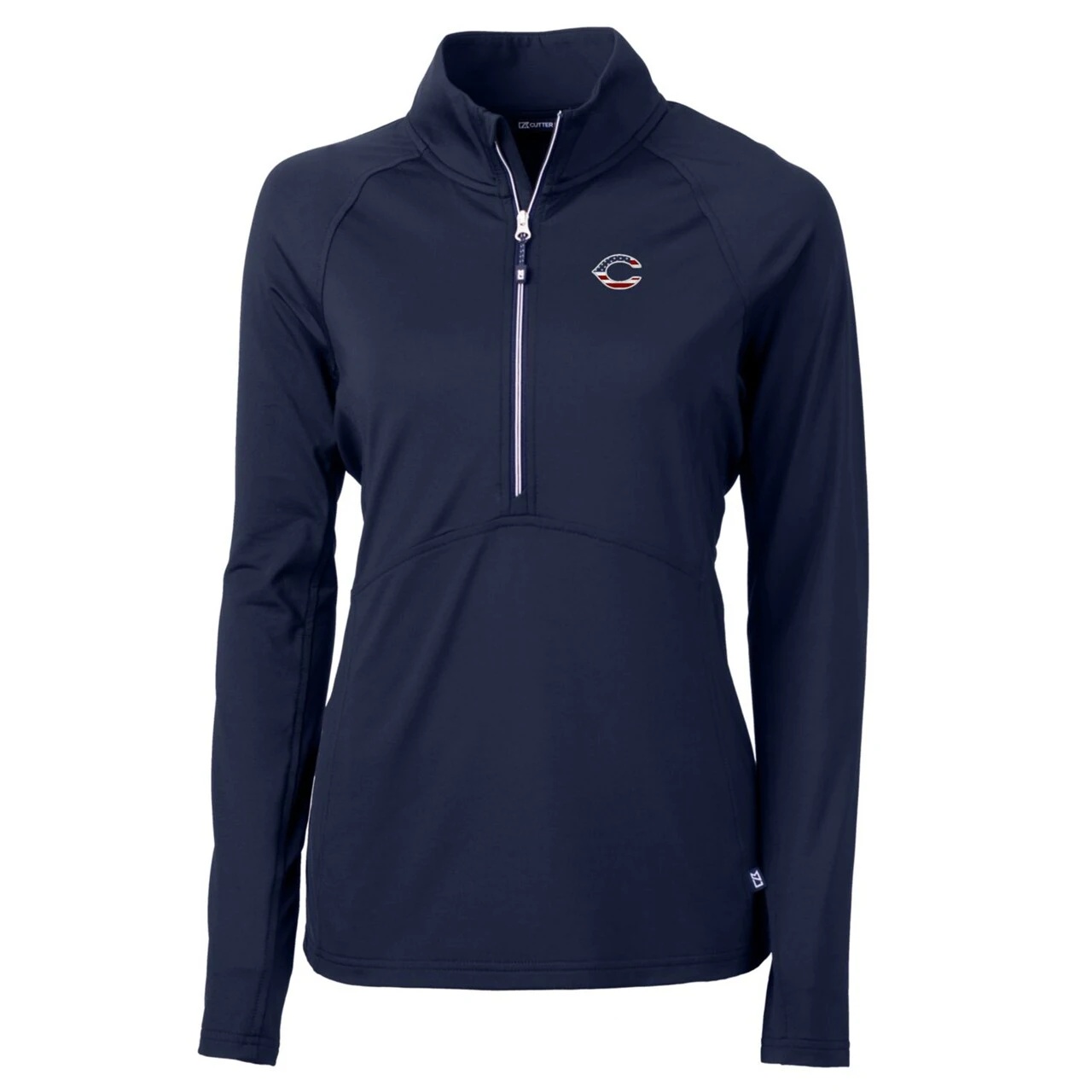 Women's Cincinnati Reds Cutter & Buck Navy Americana Logo Adapt Eco Knit Stretch Recycled Half-Zip Pullover Top - Image 2