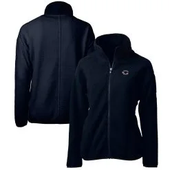 Women's Cincinnati Reds Cutter & Buck Navy Americana Logo Cascade Eco Sherpa Full-Zip Fleece Jacket