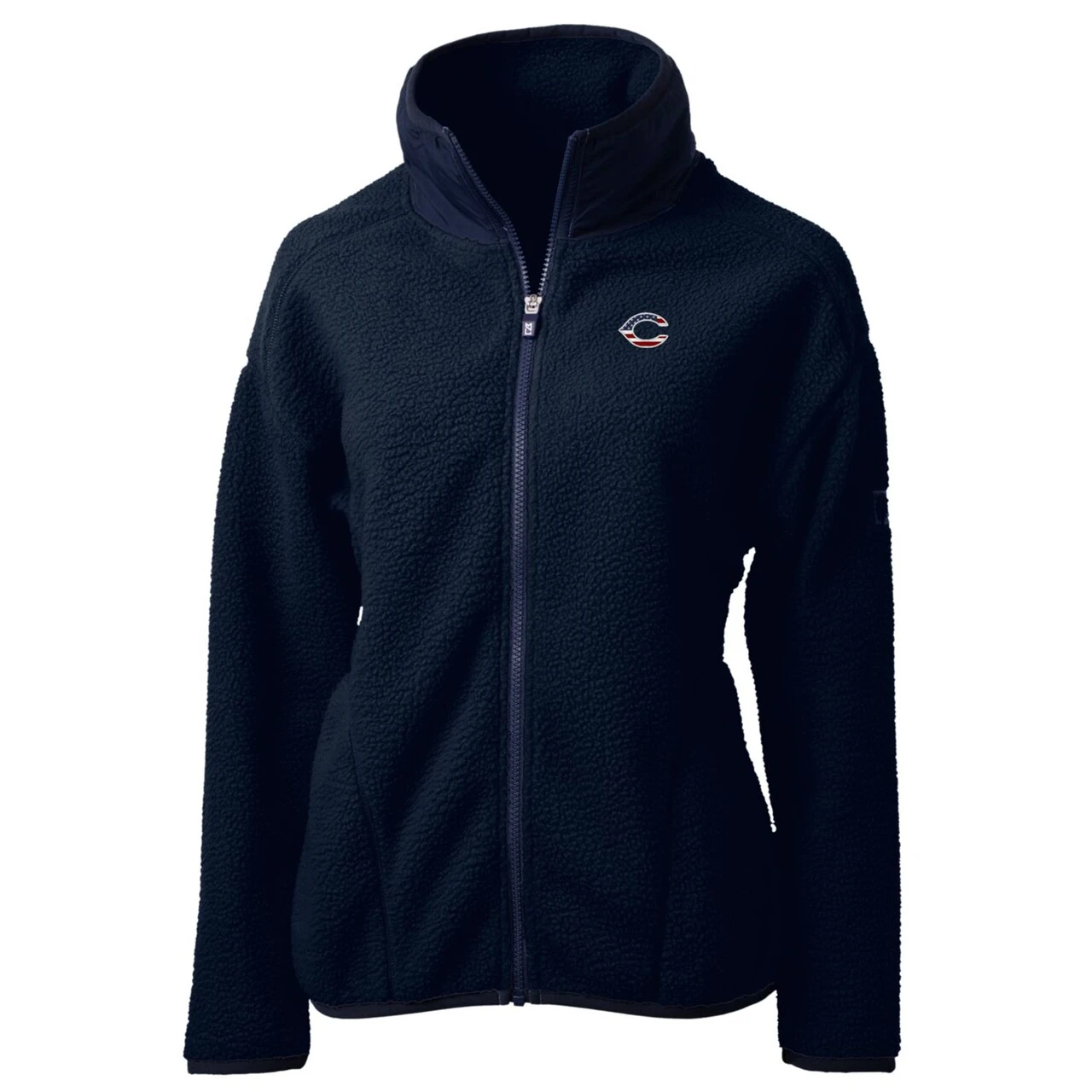 Women's Cincinnati Reds Cutter & Buck Navy Americana Logo Cascade Eco Sherpa Full-Zip Fleece Jacket - Image 2