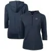 Women's Cincinnati Reds Cutter & Buck Navy Americana Logo DryTec Virtue Eco Pique Recycled Half-Zip Pullover Hoodie
