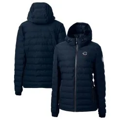 Women's Cincinnati Reds Cutter & Buck Navy Americana Logo Mission Ridge Repreve Eco Insulated Full-Zip Puffer Jacket