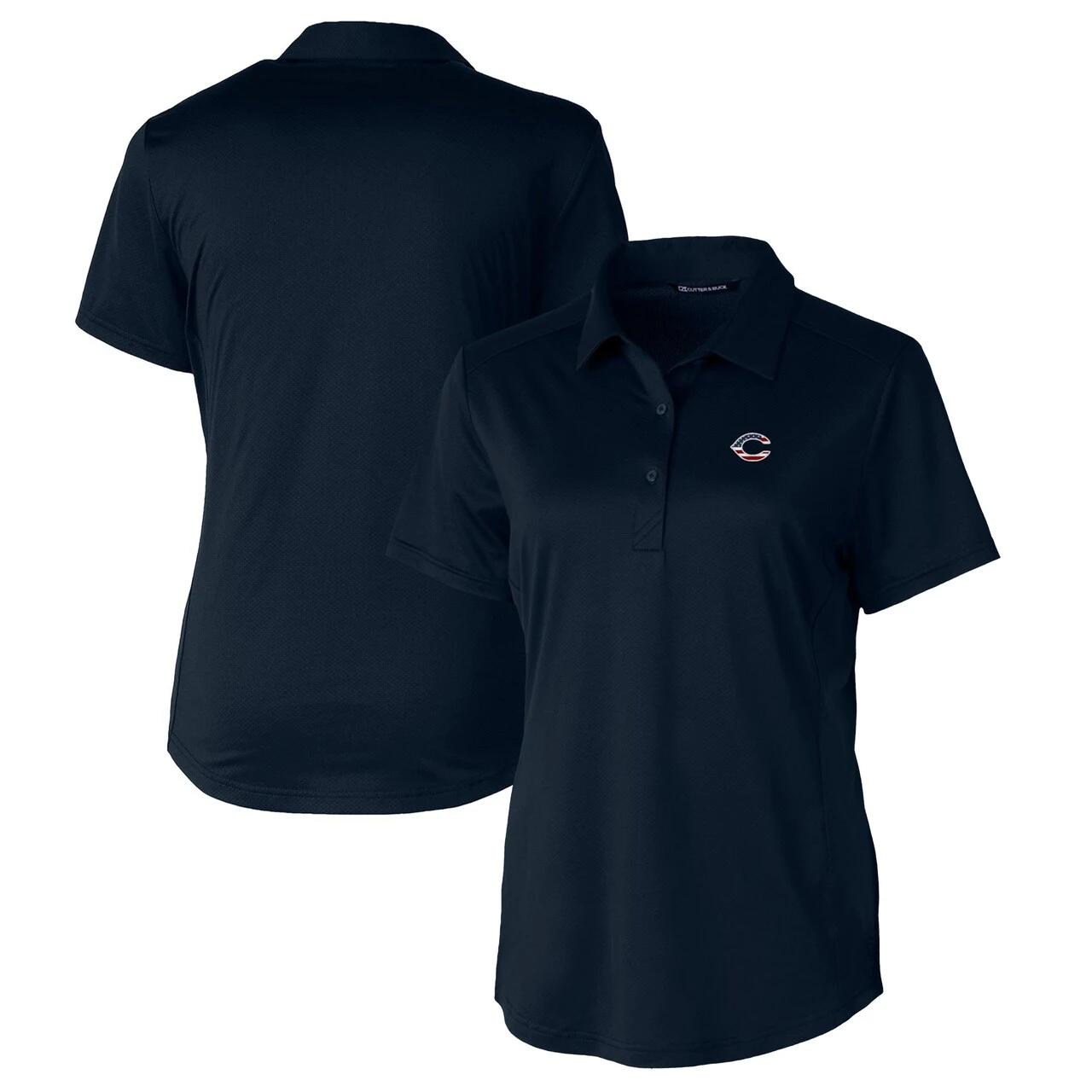 Women's Cincinnati Reds Cutter & Buck Navy Americana Logo Prospect DryTec Textured Stretch Polo