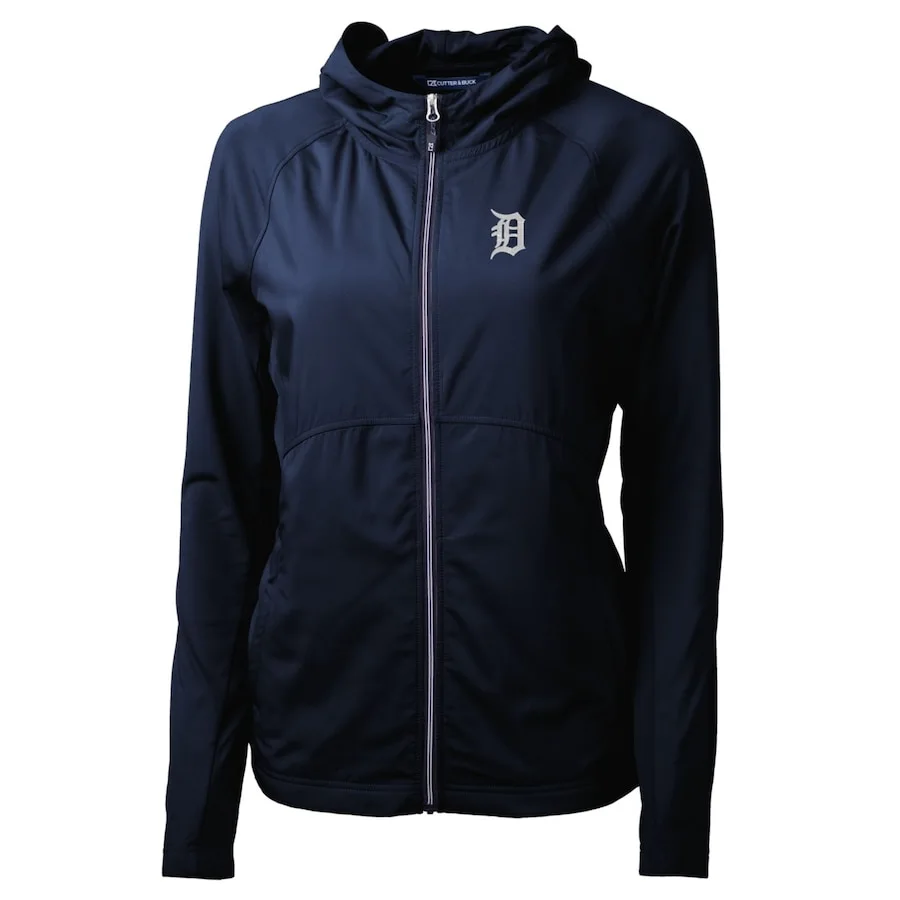 Women's Detroit Tigers Cutter & Buck Navy Adapt Eco Knit Full-Zip Jacket