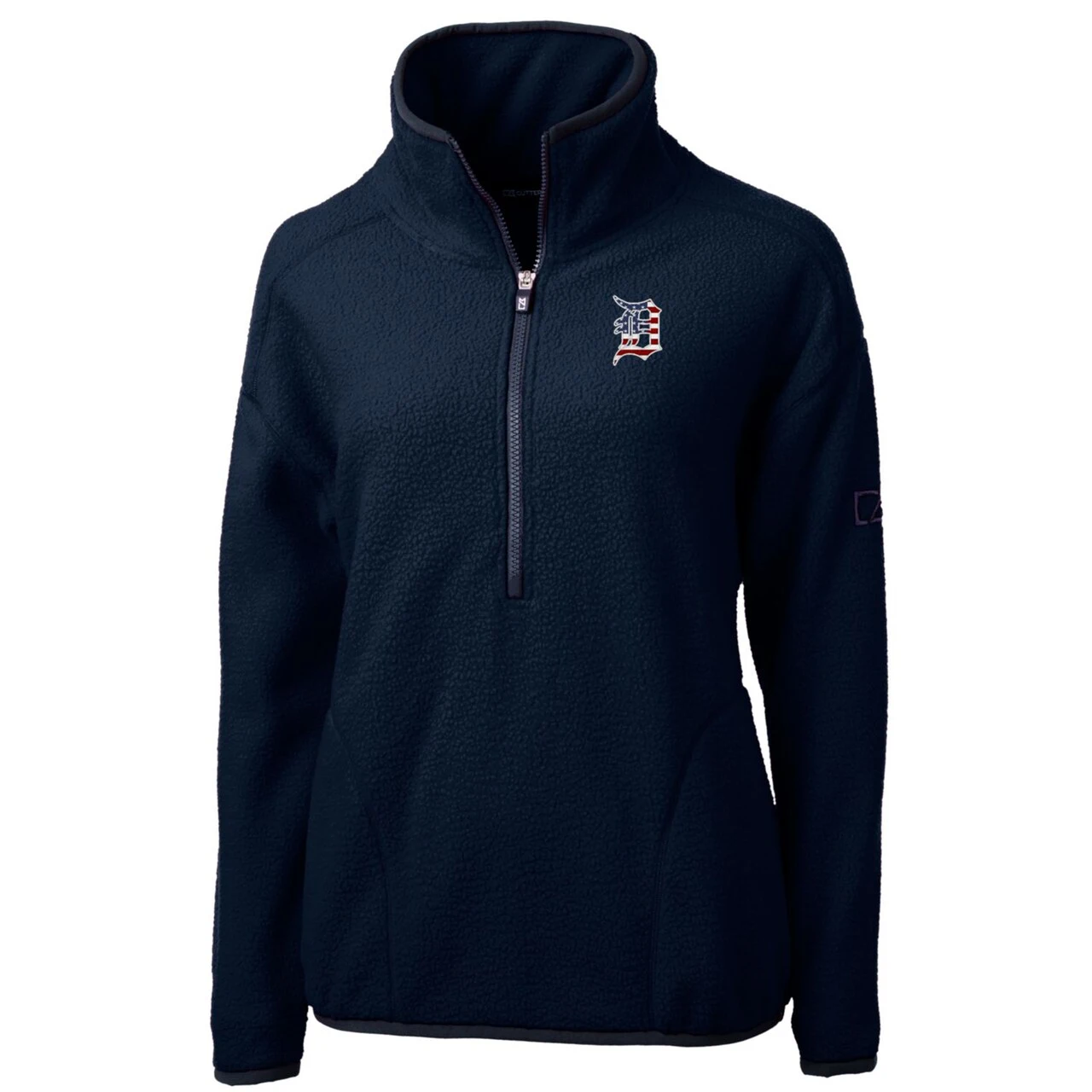Women's Detroit Tigers Cutter & Buck Navy Americana Logo Cascade Eco Sherpa Fleece Half-Zip Pullover Jacket - Image 2