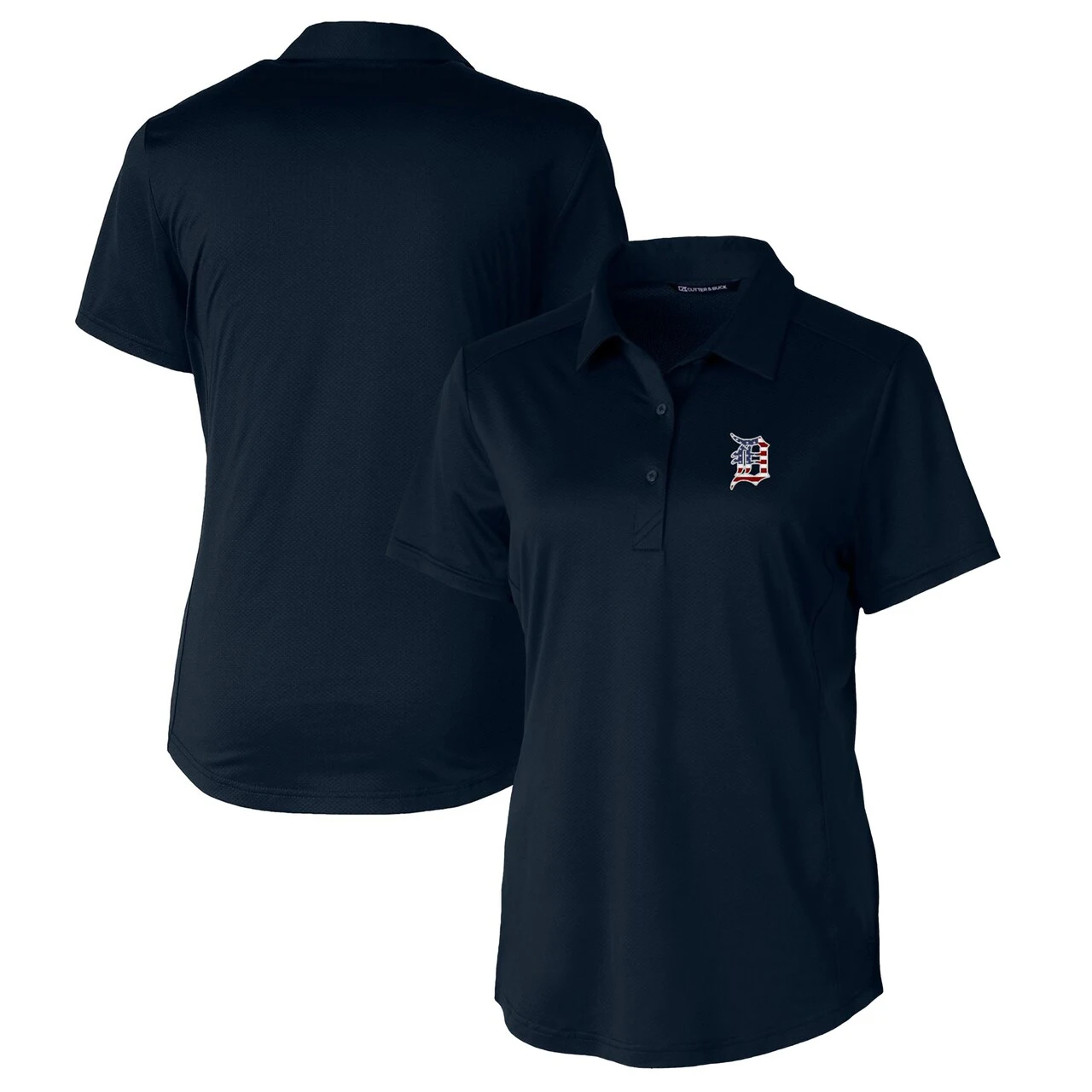 Women's Detroit Tigers Cutter & Buck Navy Americana Logo Prospect DryTec Textured Stretch Polo