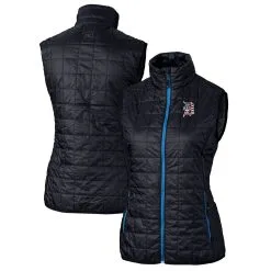 Women's Detroit Tigers Cutter & Buck Navy Americana Logo Rainier PrimaLoft Womens Eco Insulated Full-Zip Puffer Vest