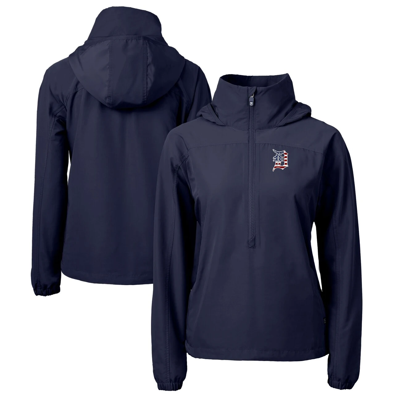Women's Detroit Tigers Cutter & Buck Navy Charter Eco Recycled Anorak Jacket