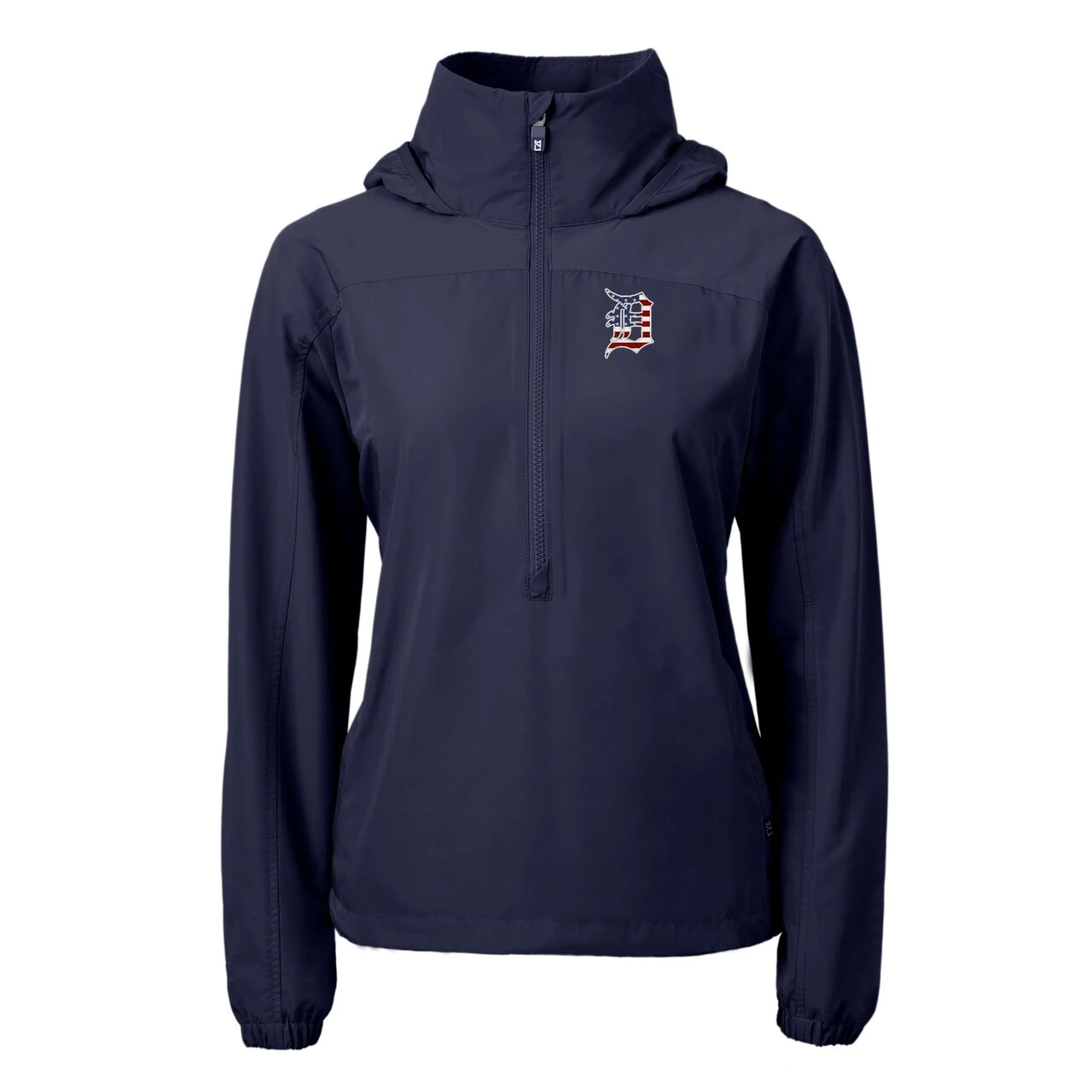 Women's Detroit Tigers Cutter & Buck Navy Charter Eco Recycled Anorak Jacket - Image 2