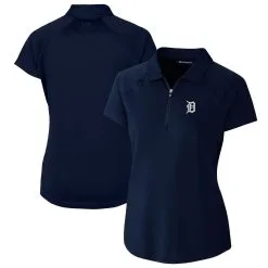 Women's Detroit Tigers Cutter & Buck Navy DryTec Forge Stretch Polo
