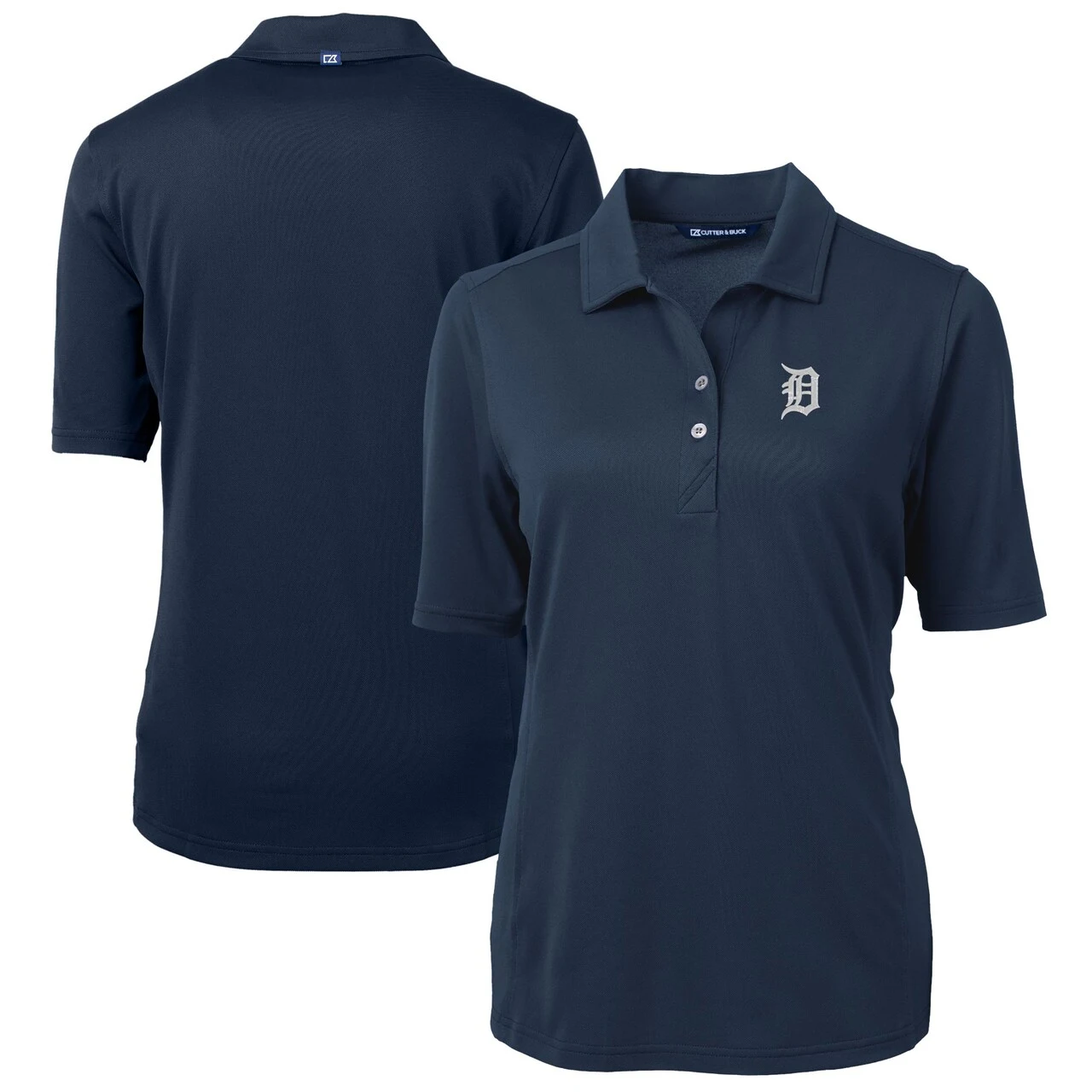 Women's Detroit Tigers Cutter & Buck Navy DryTec Virtue Eco Pique Recycled Polo