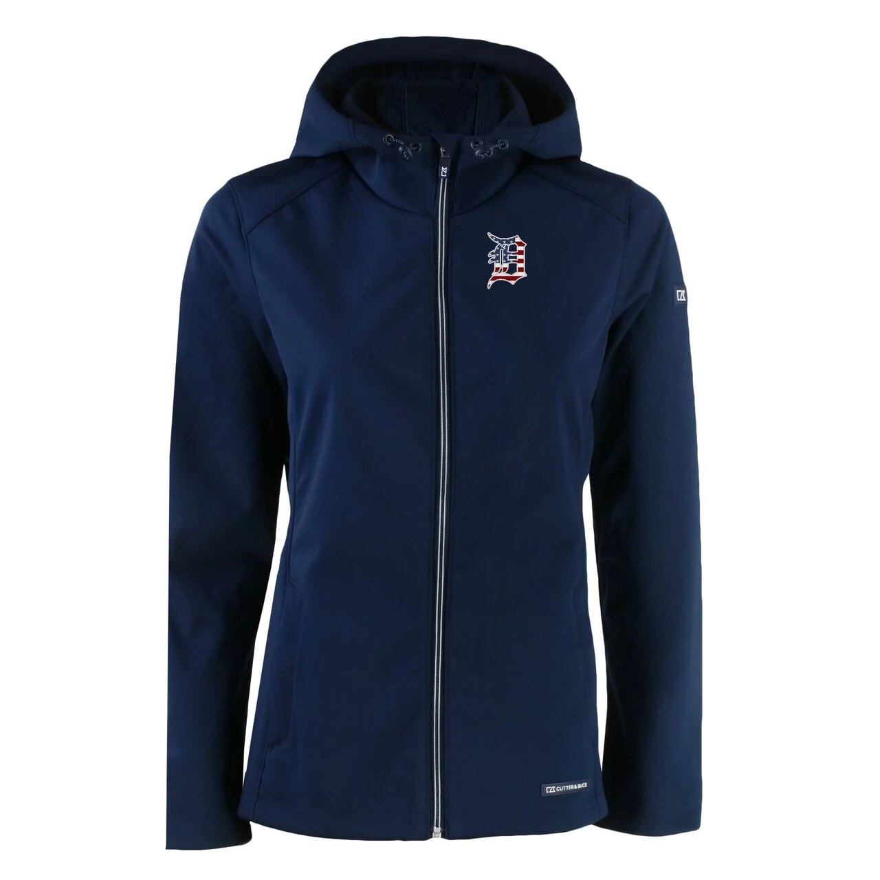 Women's Detroit Tigers Cutter & Buck Navy Evoke Eco Softshell Recycled Full-Zip Jacket - Image 2