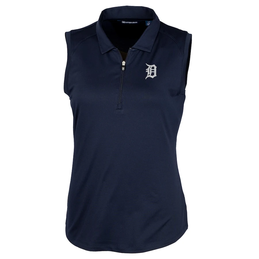 Women's Detroit Tigers Cutter & Buck Navy Forge Sleeveless Polo