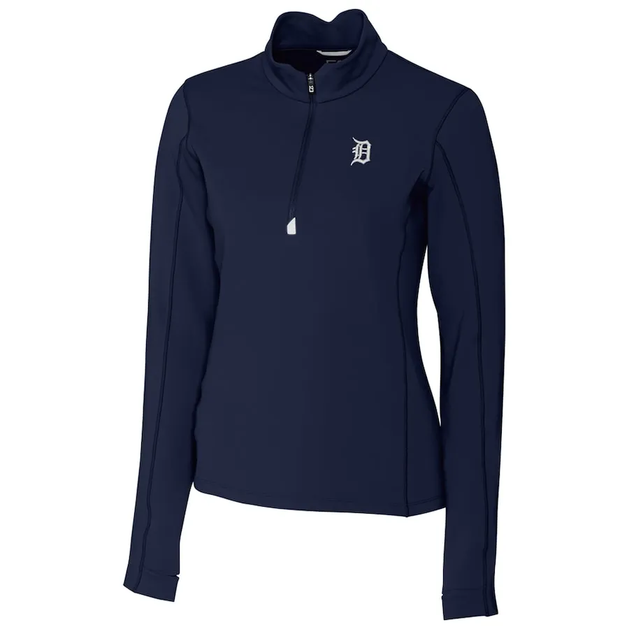 Women's Detroit Tigers Cutter & Buck Navy Traverse Half-Zip Pullover Jacket