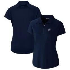 Women's Miami Marlins Cutter & Buck Navy Americana Logo DryTec Forge Stretch Polo