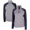 Women's Miami Marlins Cutter & Buck Navy Americana Logo Forge Tonal Stripe Stretch Half-Zip Pullover Top