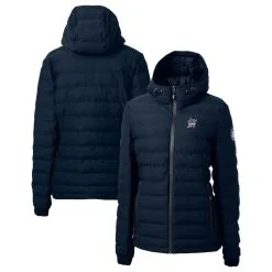 Women's Miami Marlins Cutter & Buck Navy Americana Logo Mission Ridge Repreve Eco Insulated Full-Zip Puffer Jacket