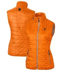 Women's Baltimore Orioles Cutter & Buck Orange Rainier PrimaLoft Eco Full-Zip Puffer Vest