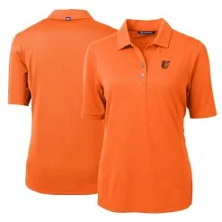 Women's Baltimore Orioles Cutter & Buck Orange Virtue Eco Pique Recycled Polo