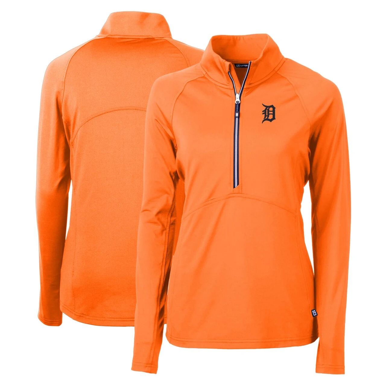 Women's Detroit Tigers Cutter & Buck Orange Adapt Eco Knit Stretch Recycled Half-Zip Pullover Top