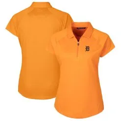 Women's Detroit Tigers Cutter & Buck Orange DryTec Forge Stretch Polo
