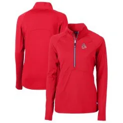 Women's Baltimore Orioles Cutter & Buck Red Americana Logo Adapt Eco Knit Stretch Recycled Half-Zip Pullover Top