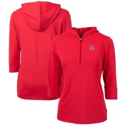 Women's Baltimore Orioles Cutter & Buck Red Americana Logo DryTec Virtue Eco Pique Recycled Half-Zip Pullover Hoodie