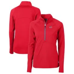 Women's Cincinnati Reds Cutter & Buck Red Americana Logo Adapt Eco Knit Stretch Recycled Half-Zip Pullover Top