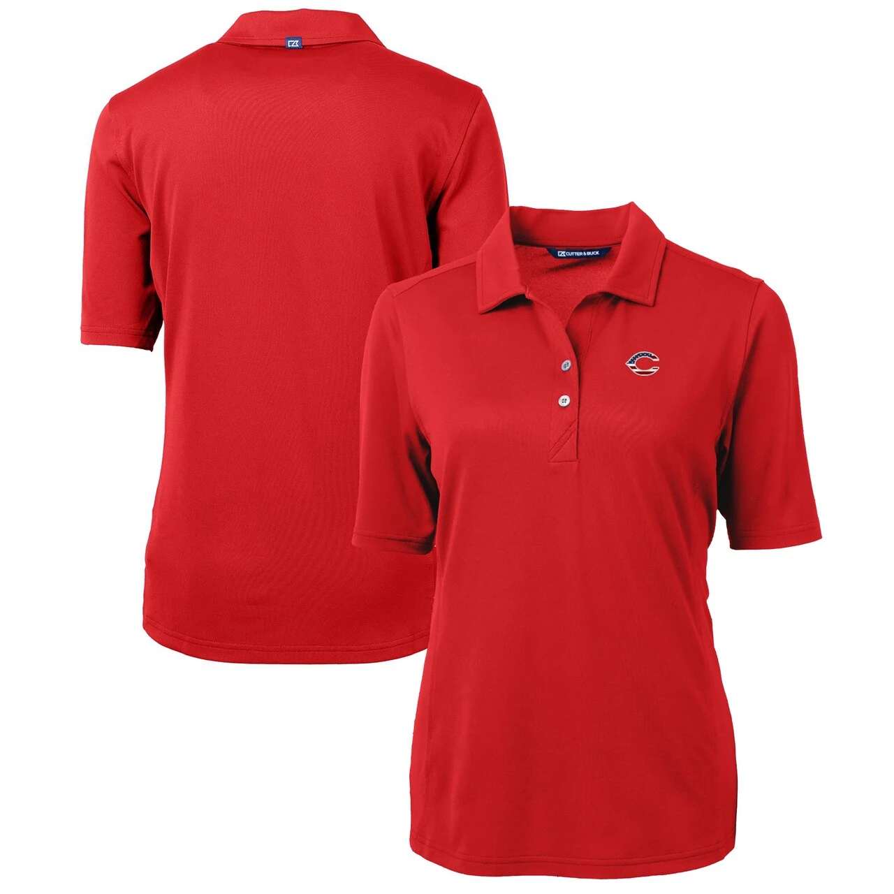 Women's Cincinnati Reds Cutter & Buck Red Americana Logo DryTec Virtue Eco Pique Recycled Polo