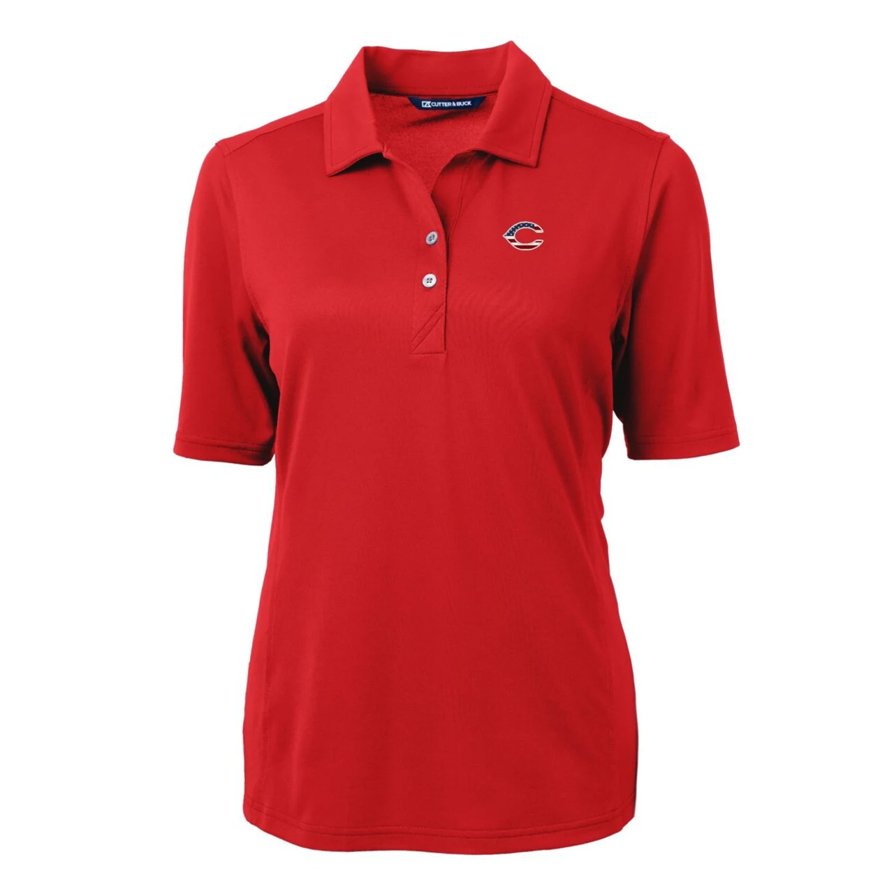Women's Cincinnati Reds Cutter & Buck Red Americana Logo DryTec Virtue Eco Pique Recycled Polo - Image 2
