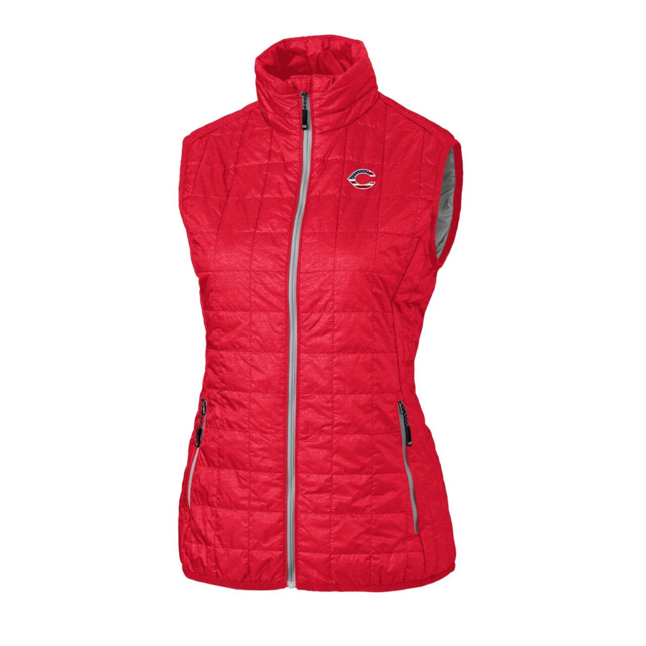 Women's Cincinnati Reds Cutter & Buck Red Americana Logo Rainier PrimaLoft Womens Eco Insulated Full-Zip Puffer Vest - Image 2