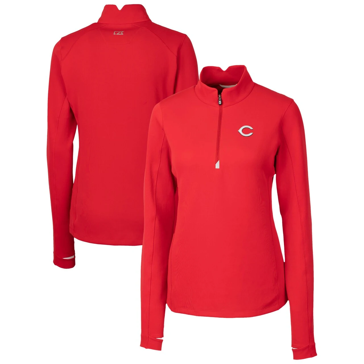 Women's Cincinnati Reds Cutter & Buck Red DryTec Traverse Stretch Quarter-Zip Pullover Top