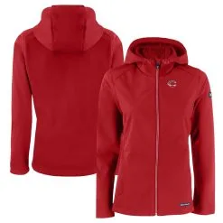 Women's Cincinnati Reds Cutter & Buck Red Evoke Eco Softshell Recycled Full-Zip Jacket