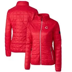 Women's Cincinnati Reds Cutter & Buck Red Rainier PrimaLoft Eco Full-Zip Puffer Jacket