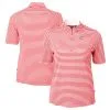 Women's Cincinnati Reds Cutter & Buck Red Virtue Eco Pique Stripe Recycled Quarter-Zip Pullover Top