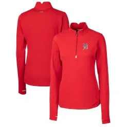 Women's Detroit Tigers Cutter & Buck Red Americana Logo DryTec Traverse Stretch Quarter-Zip Pullover Top
