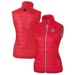 Women's Detroit Tigers Cutter & Buck Red Americana Logo Rainier PrimaLoft Womens Eco Insulated Full-Zip Puffer Vest