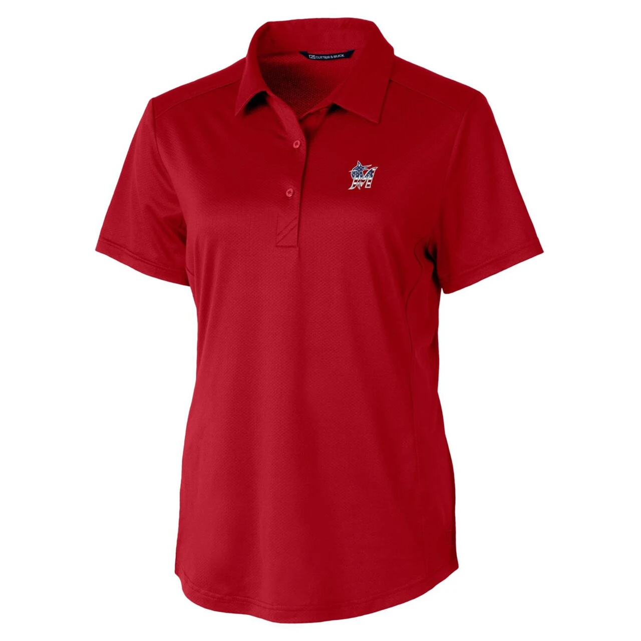 Women's Miami Marlins Cutter & Buck Red Americana Logo Prospect DryTec Textured Stretch Polo - Image 2