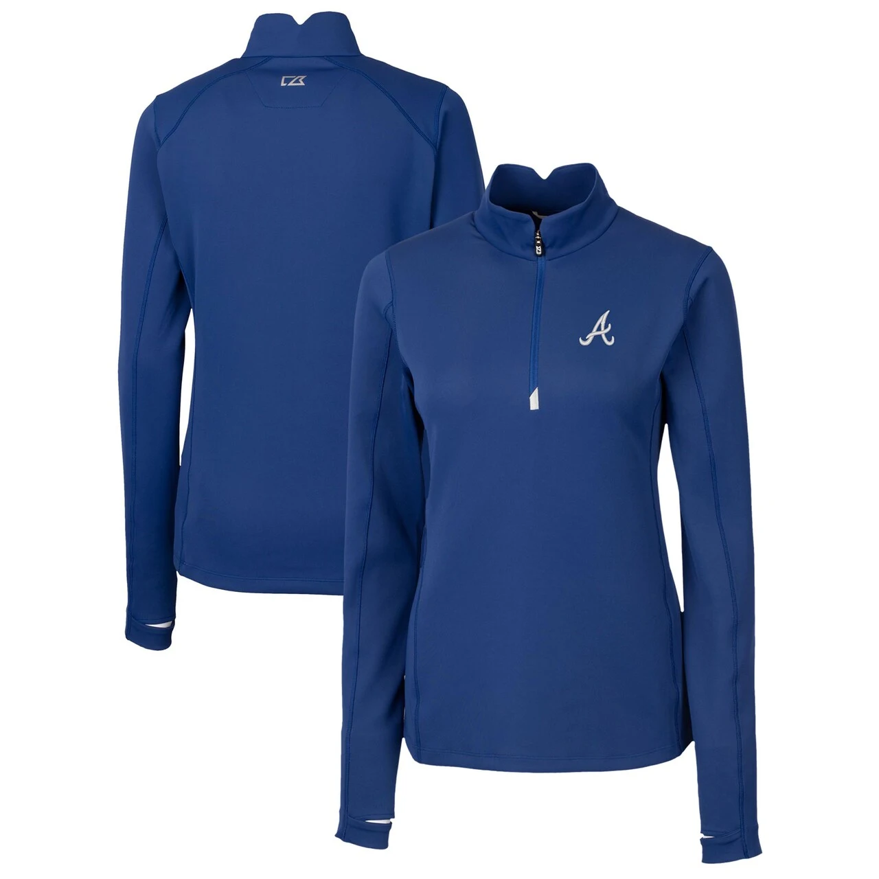 Women's Atlanta Braves Cutter & Buck Royal DryTec Traverse Stretch Quarter-Zip Pullover Top