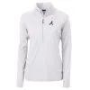 Women's Atlanta Braves Cutter & Buck White Adapt Eco Knit Stretch Half-Zip Pullover Top