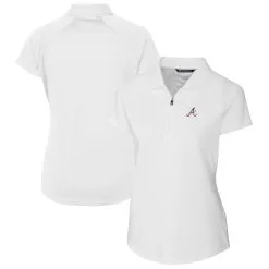 Women's Atlanta Braves Cutter & Buck White Americana Logo DryTec Forge Stretch Polo