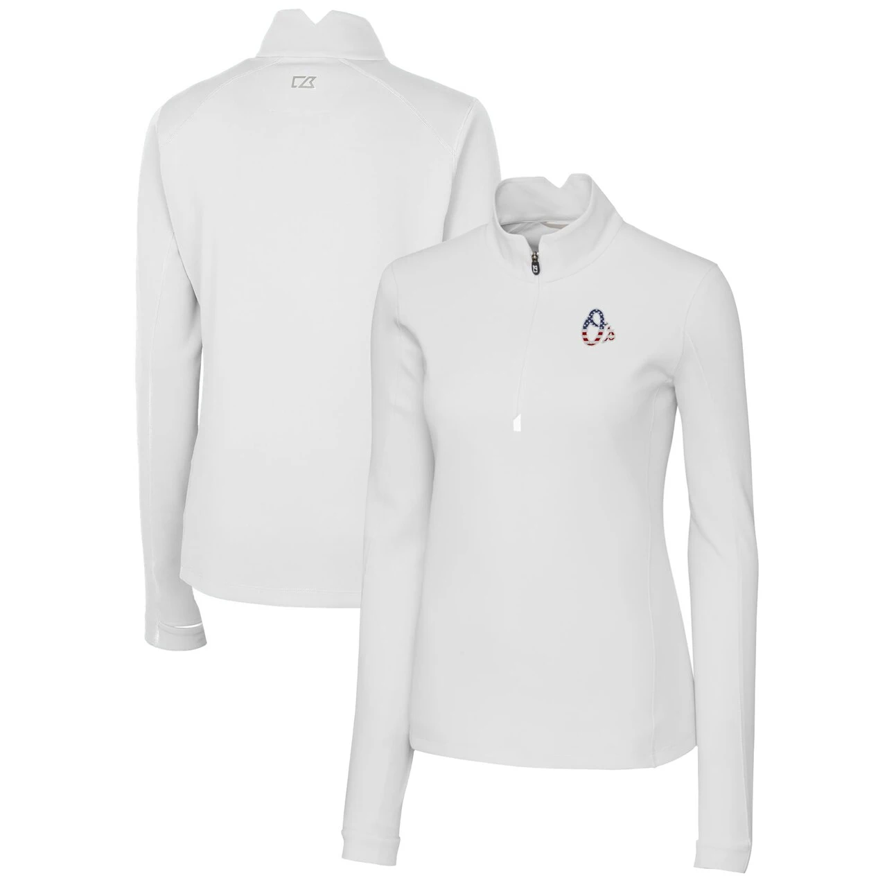 Women's Baltimore Orioles Cutter & Buck White Americana Logo DryTec Traverse Stretch Quarter-Zip Pullover Top